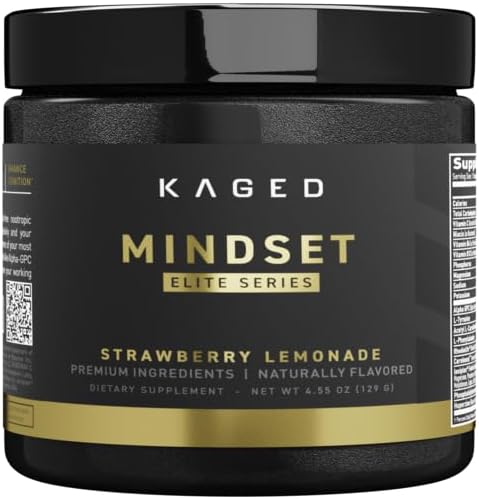 Kaged Nootropic Mindset Elite | Focus and Productivity Supplement | Stimulant Free | Supports Working Memory, Focus, and Mood* | Strawberry Lemonade - 30 Servings