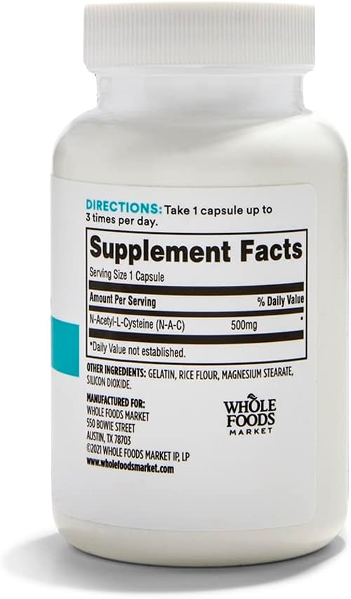 365 by Whole Foods Market, N-Acetyl L-Cysteine 500 MG, 100 Count