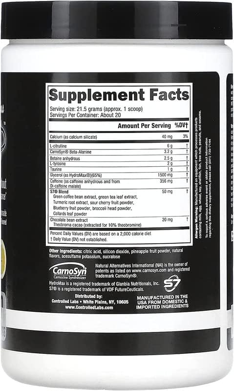 CONTROLLED LABS White Flood Plus, 20 Serv, Workout Optimizer, Endurance & Nitric Oxide Enhancement for Workouts and Training (Electric Lemonade)