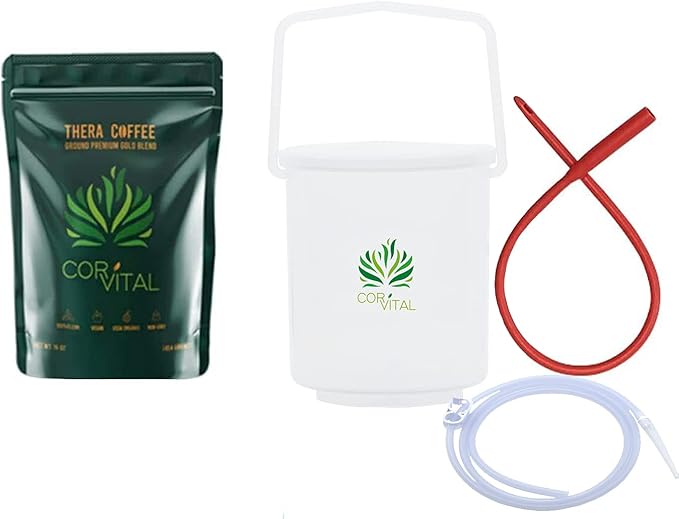 Coffee Enema Kit for Colon Cleansing with 1 LB Enema Coffee - Gerson Approved Home Enema Kit - Enema Bucket Kit - Therapy Roast Coffee Detox Cleanse - Enema Coffee Organic