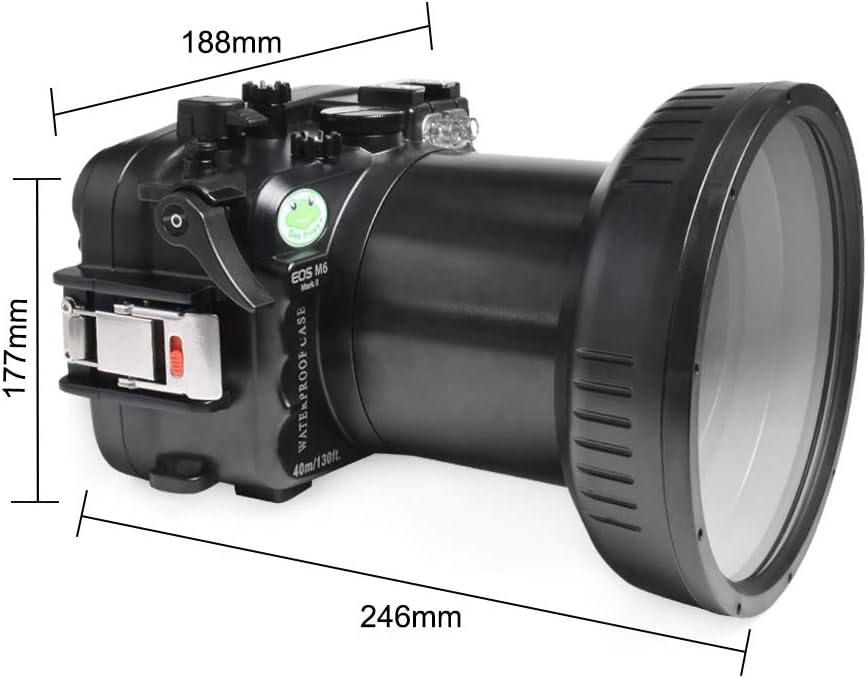 Sea frogs Underwater Camera Case Compatible with Canon EOS M6 Mark II 100MM IPX8 40m/130ft Maximum Diving Depth Waterproof Camera Housing for Diving, Surfing, Rowing, Skiing
