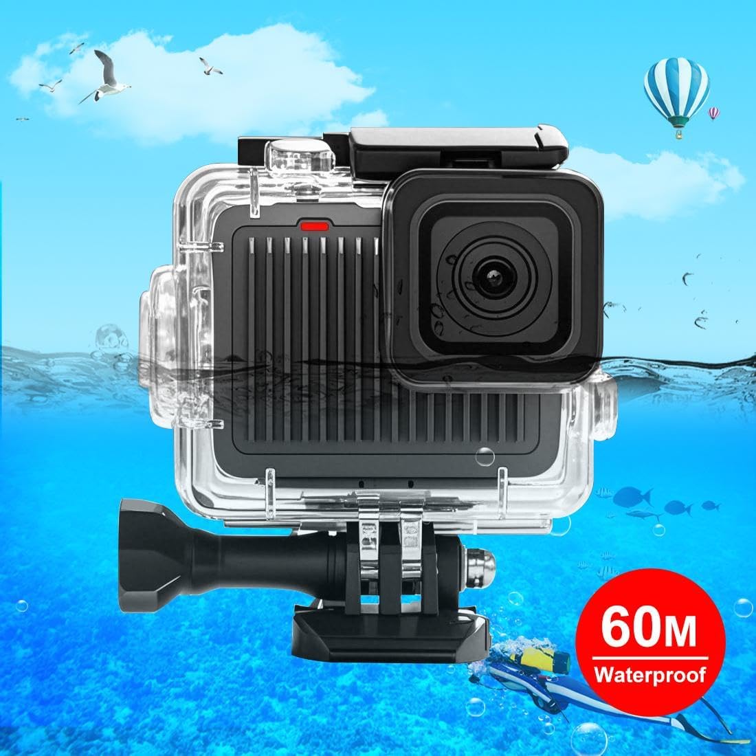 Waterproof Case for Go Pro Hero 4K, FotStdio 196ft/60m Underwater Diving Protective Housing Shell for Go Pro Hero 4K 2024 Compact Action Camera with Mount Accessories Kit