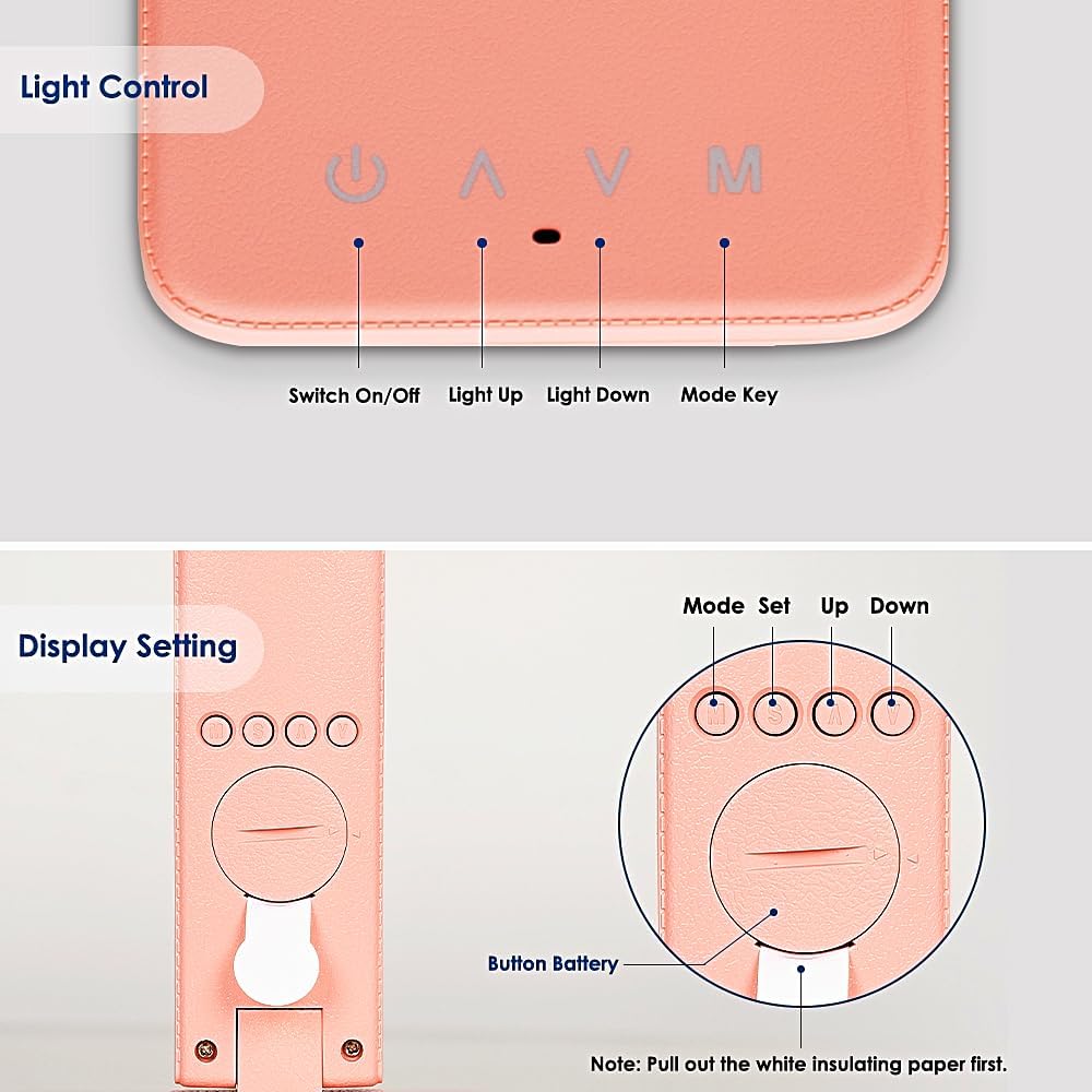 Multifunctional LED Desk Lamp with Wireless Charger,USB Charging Port,Clock,Phone Holder,Desk Lamps for Home Office,Eye-Caring Reading Lamp,Study Lamp for Boys,Girls,Teens,Pink