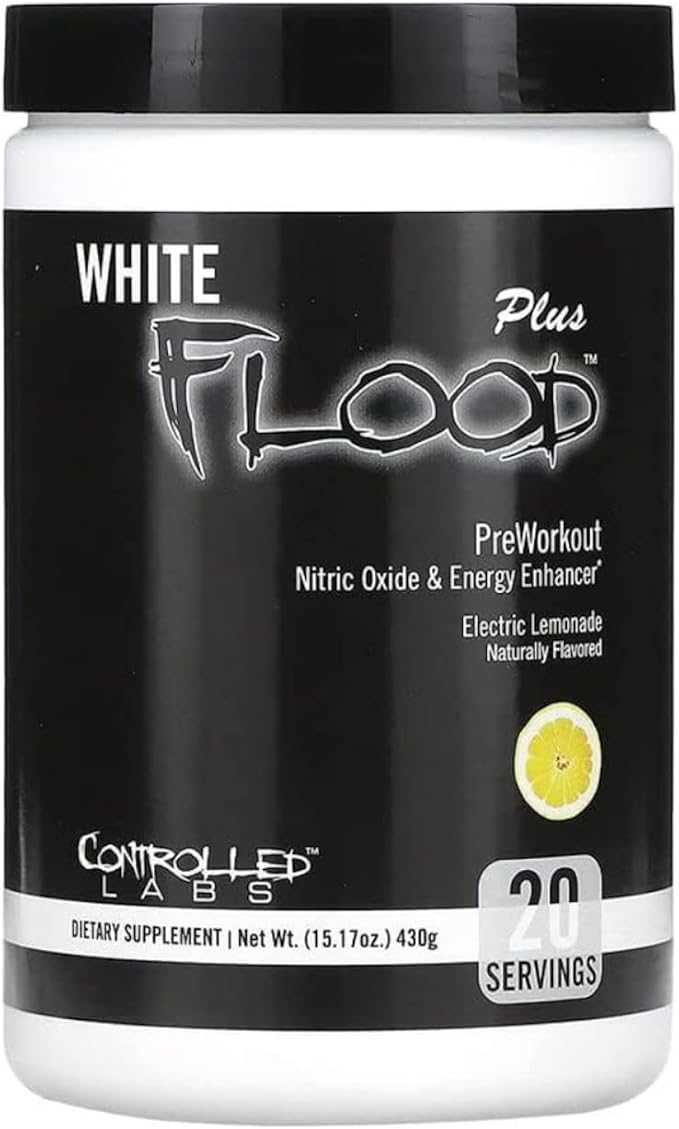 CONTROLLED LABS White Flood Plus, 20 Serv, Workout Optimizer, Endurance & Nitric Oxide Enhancement for Workouts and Training (Electric Lemonade)