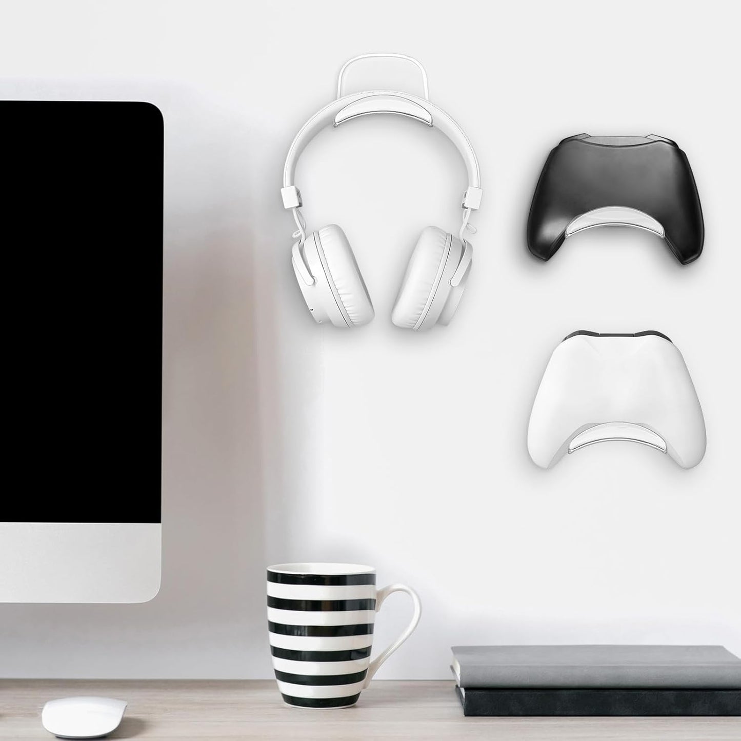 30 Pcs Headset Wall Holder Adhesive Gaming Headset Holder Hooks for Wall Mounting Strong Universal Hooks for Headsets, Game Pads, Hats, Closets, Doors(Clear)