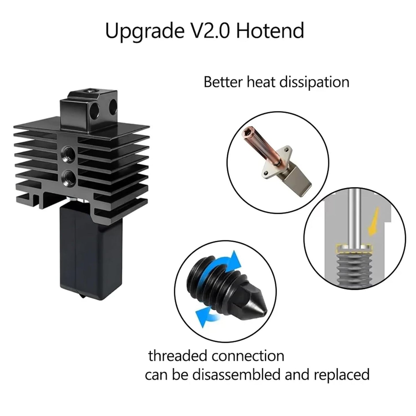 JUUPINE Upgraded Bambu Lab Hotend kit for Bambu Lab P1P/P1S 3D Printer,24V 60W Ceramic Heater HotEnd Kit with Removable Hardened Steel 0.4mm Nozzle for Bambu Labs P1 Series 3D Printers