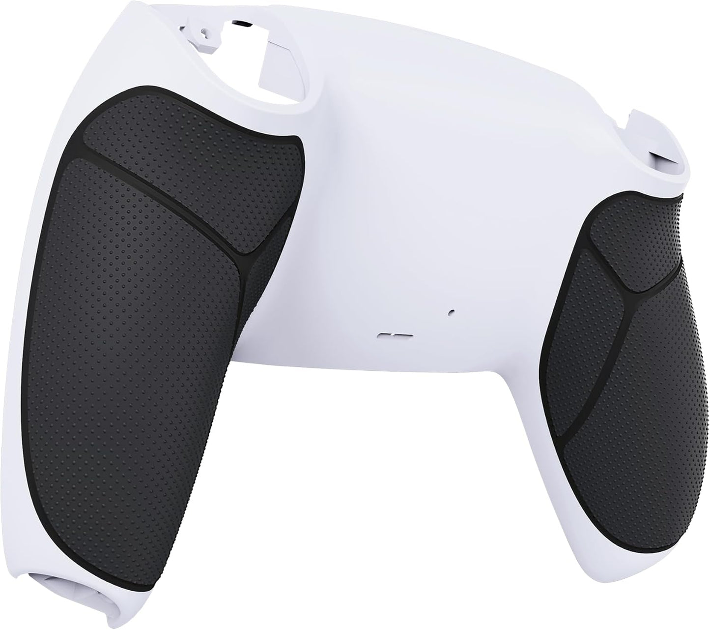 eXtremeRate Black Performance Rubberized Grip Custom White Back Plate Bottom Shell Compatible with ps5 Controller, Replacement Back Shell Cover Compatible with ps5 Controller