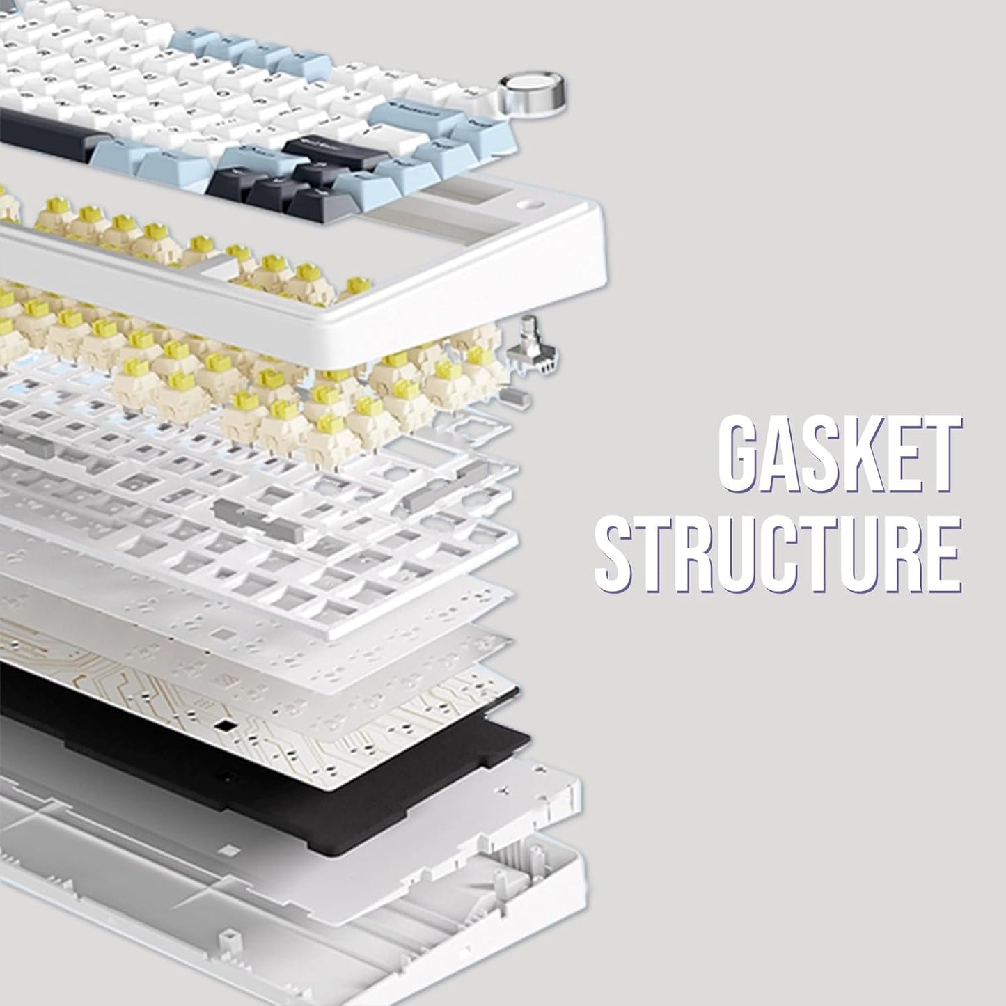 EPOMAKER x Aula F75 Gasket Mechanical Keyboard, 75% Wireless Hot Swappable Gaming Keyboard with Five-Layer Padding&Knob, Bluetooth/2.4GHz/USB-C, RGB (Purple, LEOBOG Reaper Switch)