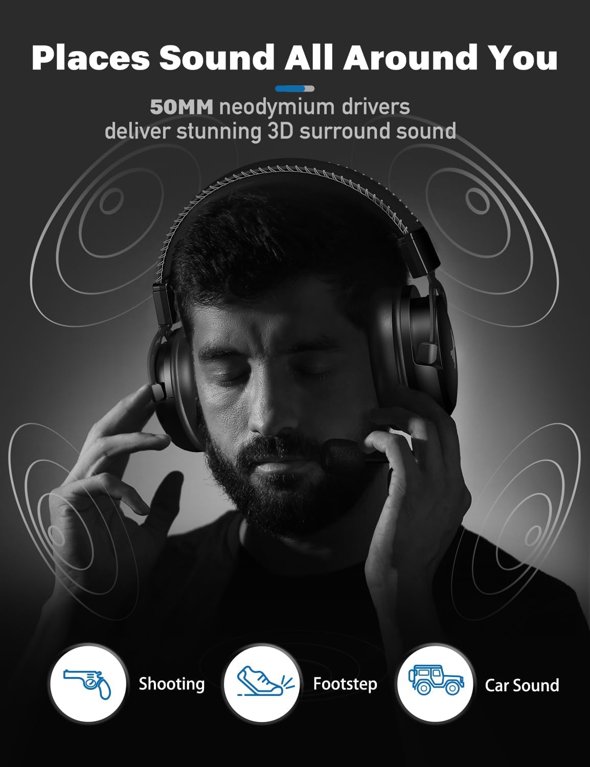 DEEBOX Gaming Headset for PC, PS5, PS4, Xbox, Gaming Headphone with Detachable Noise Canceling Mic, Wired Gaming Headsets 3.5mm for PC, Laptop, Mac & Nintendo NES Games