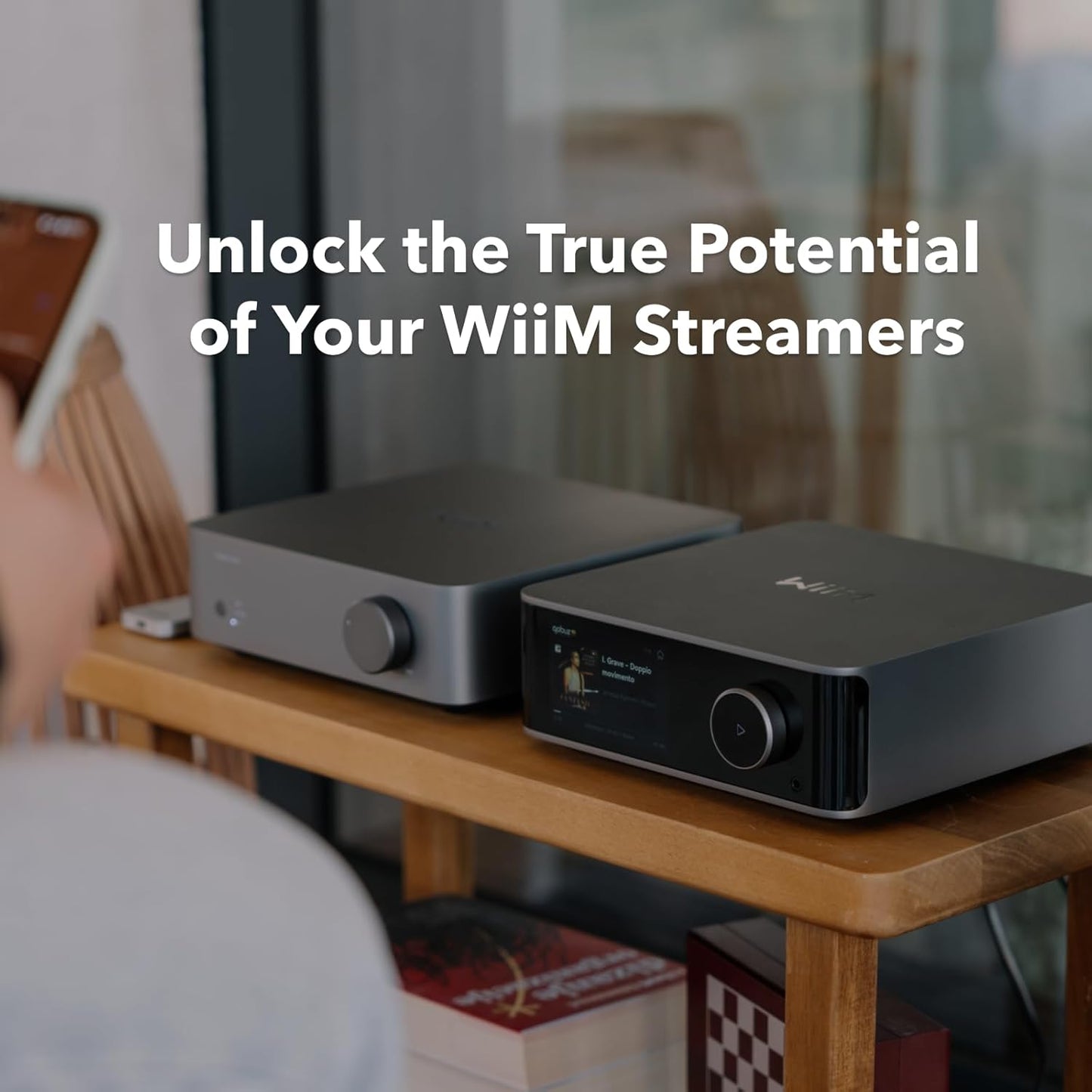 WiiM Vibelink Amp | 100W Power Amplifier with Premium ESS 9039Q2M DAC and TI TPA3255 | Compatible with WiiM Mini, Pro, Pro Plus, and Ultra | RCA, Coax, and Optical Inputs | Silver