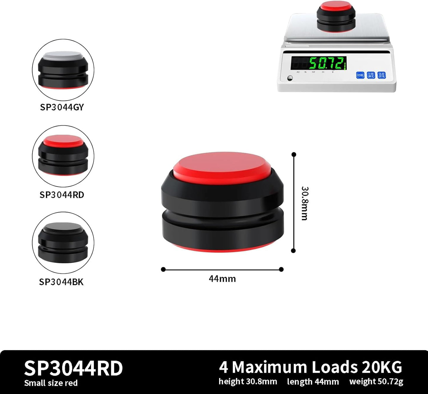 Preffair Audio Speaker Aluminum/Silicone Isolation Feet Turntable Damper Vibration Stopper Stand Absorption Shock Pad for Amplifier Preamp DAC Devices 4Pcs (Red, 1.73"x1.18")
