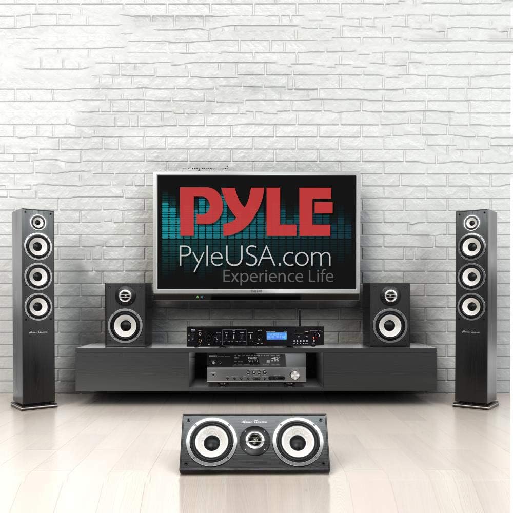 Pyle Rack Mount Studio Pre-Amplifier - Audio Receiver System w/ Digital LCD Display Bluetooth FM Radio Recording Mode Remote Control USB Flash or SD Card Reader Input and Output Jack - PPRE70BT
