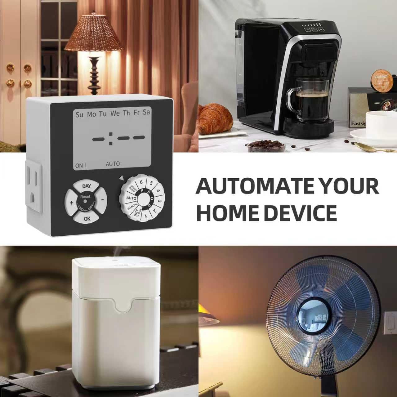 TiFFCOFiO Indoor Mechanical Outlet Timer, 3 Prong Timers for Electrical Outlets, 24-Hour Programmable Plug in Light Timer, ETL Listed (Digital, 1 Pack)