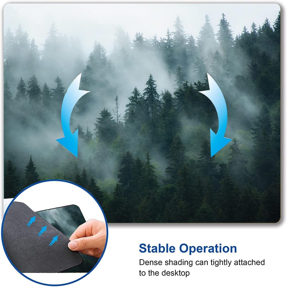 Mouse Pad, Fog Forest Mouse Mat, Waterproof Non-Slip Rubber Base MousePads for Office Laptop Computer Desk, Natural Landscape