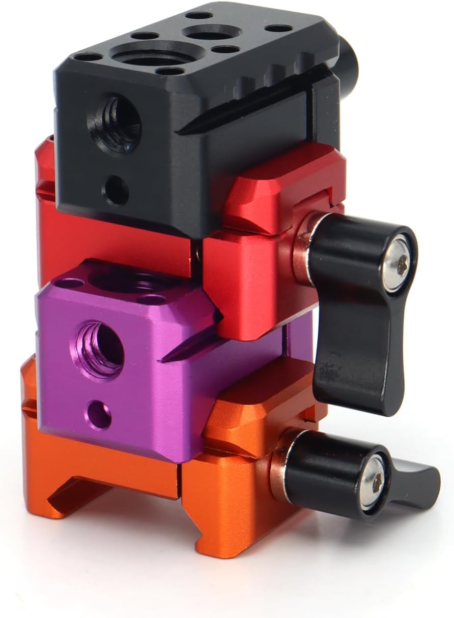 NATO Clamp Adapter,NATO Rail Lock Clamp Mount Quick Release with 1/4" 3/8" ARRI Thread for Camera Cage Handle Monitor LED Light Microphone Cold Shoe Magic Arm (Red)