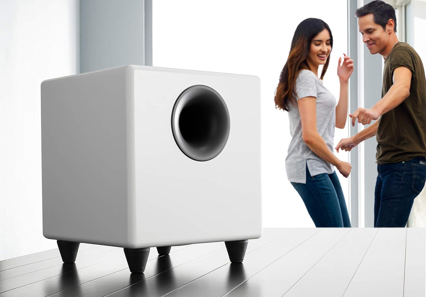 Audioengine S8 250W Wireless Powered Subwoofer, Built-in Amplifier (Wireless, White)