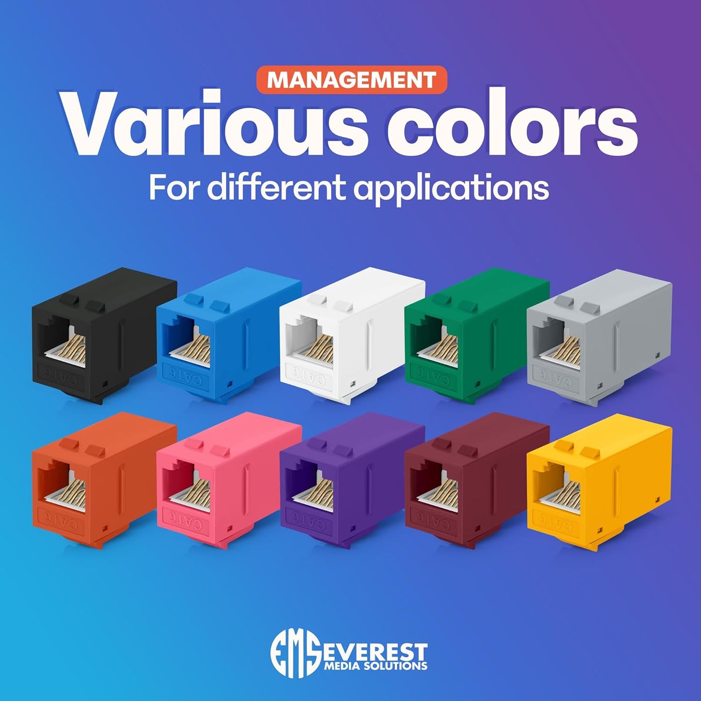 Everest RJ45 CAT6 Keystone Coupler in Gray (12-Pack) - RJ45 Ethernet Jacks - Cat6 Keystone Jacks