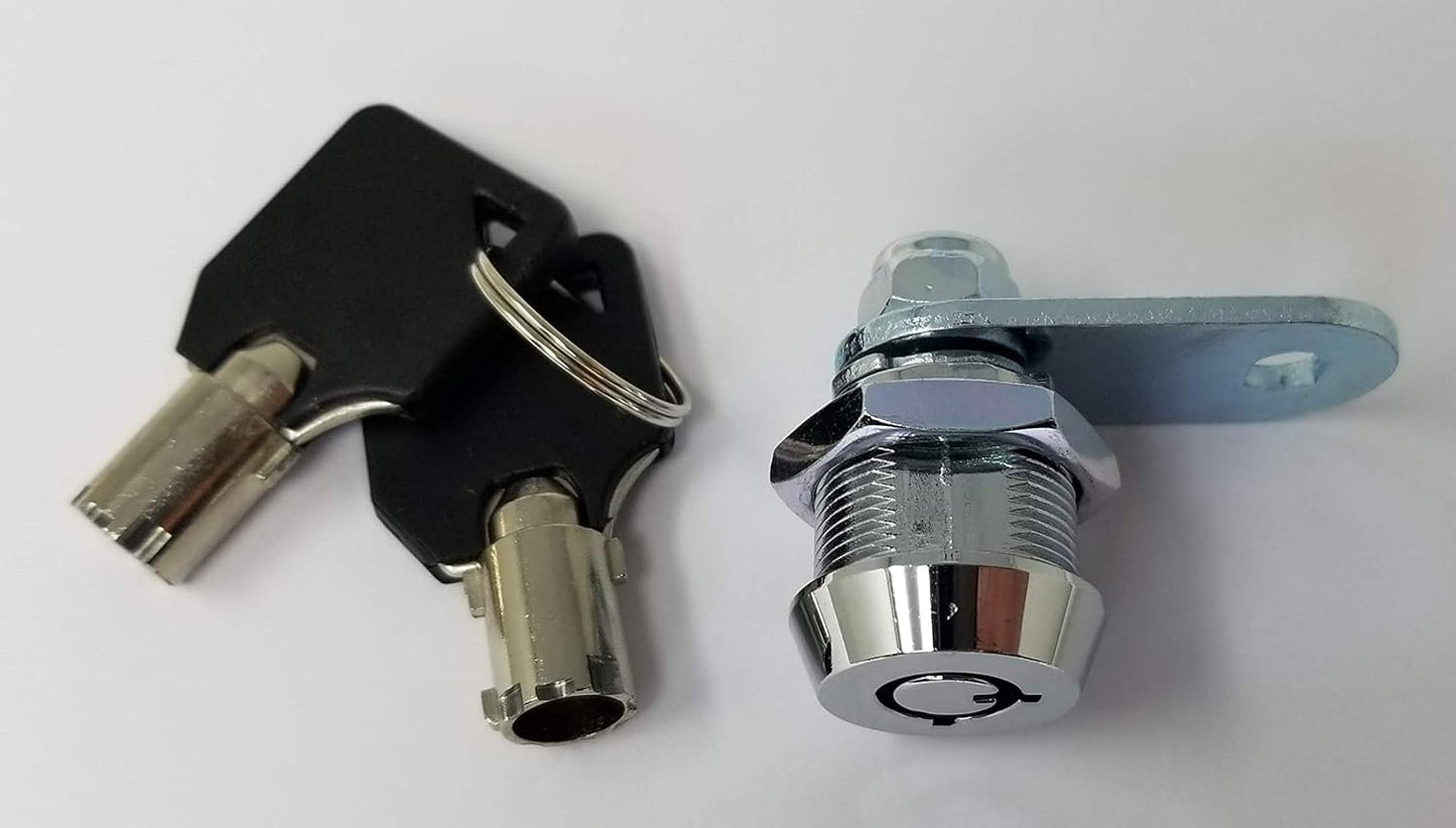 Admiral Locks Tubular Cam Lock, Keyed Alike Removable Key RV Compartment Storage Lock Cabinet Locks (Chrome Pack of. 10, 5/8" 90°)
