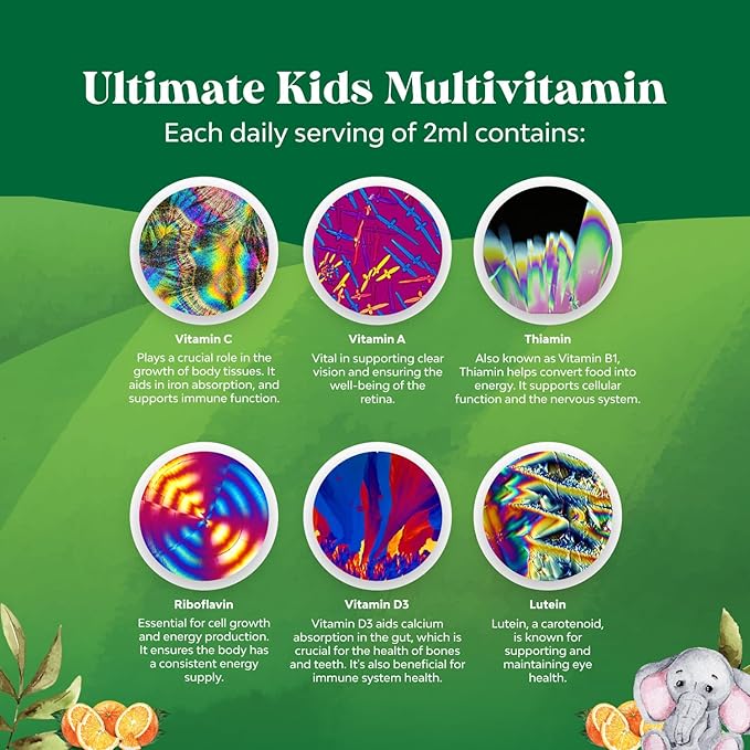 Liquid Multivitamin for Kids Immunity Support - Yummy Toddler Multivitamin Supplement with a C D3 E B6 and D3 Liquid Vitamins for Kids of All Ages - High Absorption Kids Liquid Multivitamin (3 Pack)