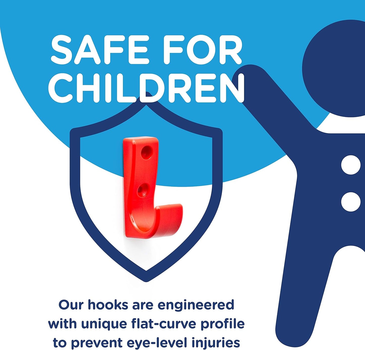 Heavy Duty Hooks for Hanging Coats, Jackets, Backpacks, Baseball Hats - Wall Mounted Rainbow Color Hangers for Kids, Perfect Hook for Classrooms, Bathroom Robes and Towels | J Hook 7-Pack