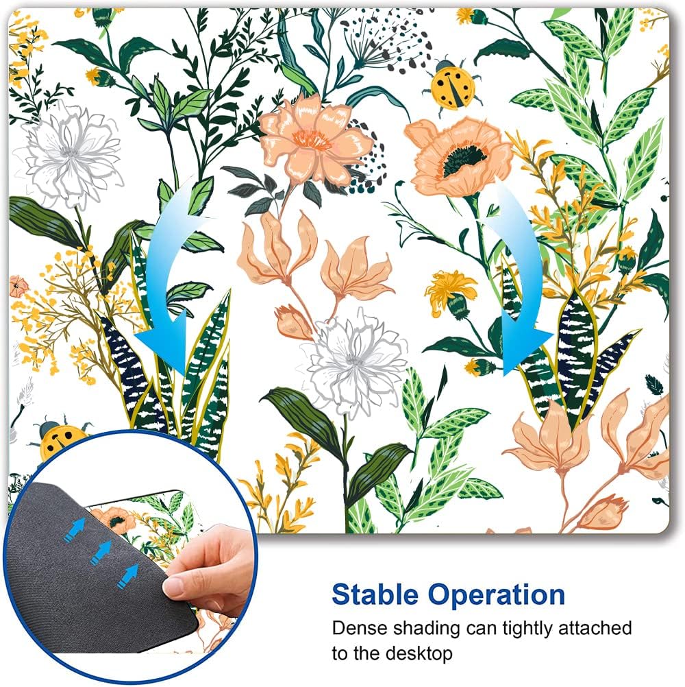 Mouse Pad, Beautiful Floral Mouse Pad, Personalized Waterproof Mousepad Rectangle Customized Mouse Pads with Designs Non-Slip Rubber Smooth MousePads for Computer Laptop