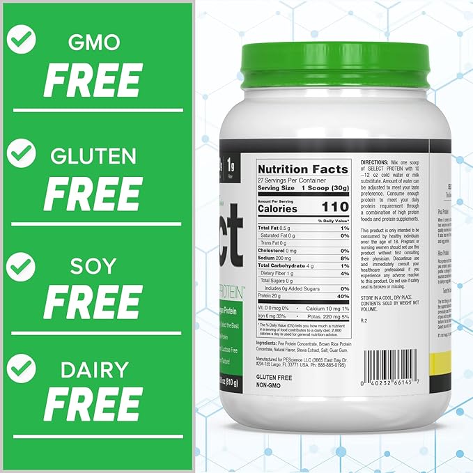 PEScience Select Vegan Plant Based Protein Powder, Cinnamon Delight, 27 Serving, Pea and Brown Rice Blend