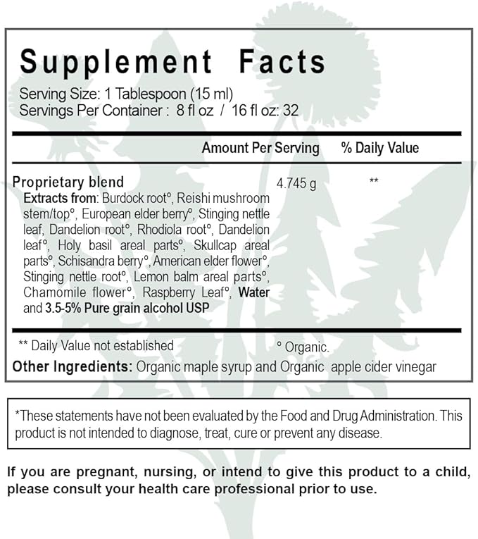 Cleanse + Fortify Organic Liver Detox and Kidney Cleanse with Adaptogens 8 fl oz (16 Servings) USDA Certified Organic