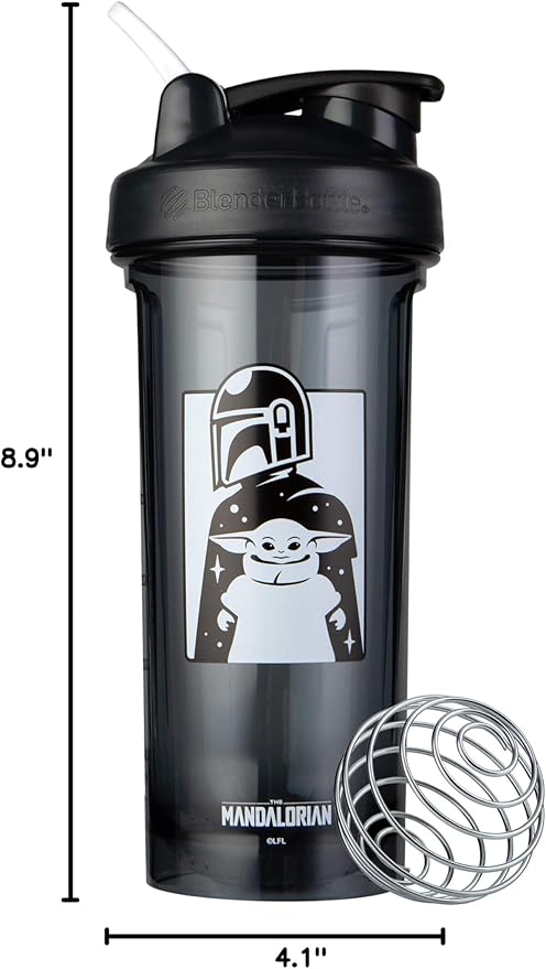 BlenderBottle Star Wars Shaker Bottle Pro Series Perfect for Protein Shakes and Pre Workout, 28-Ounce, Mandalorian & Child (Pack of 1)