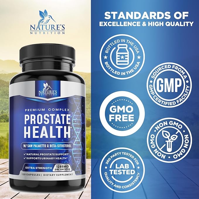 Prostate Men Supplement - Support Complex Formula with Saw Palmetto, Beta Sitosterol, Stinging Nettle, Pygeum, Pumpkin Seed, Zinc, Vitamin B6 E - Supports Prostate & Urinary Health - 120 Capsules