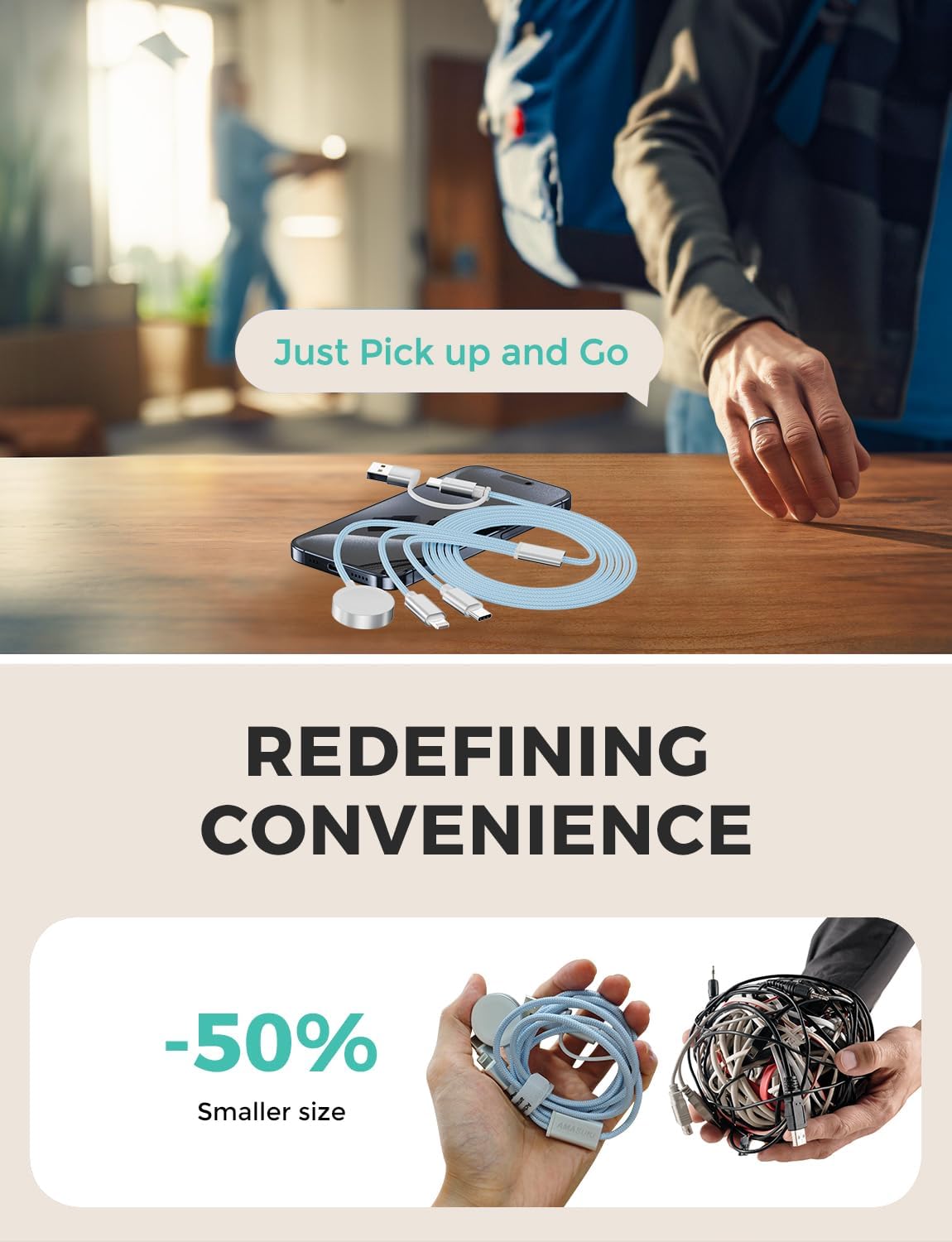 Blue-Upgraded 3 in 2 USB C Cable for Watch Charger Phone Charger USB C Multi Fast Charging Cable Compatible with Watch Ultra/SE/10/9/8/7/6/5/4/3/2/1 & Phone 16/15/14/Galaxy S23-4FT