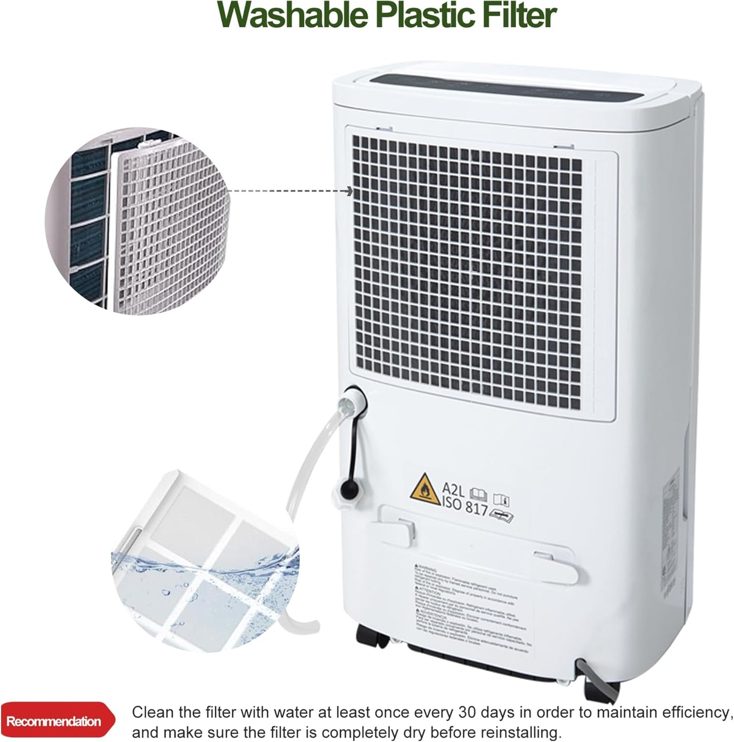 Uhome 120 Pints Dehumidifier with Drain Hose - 6000 Sq. Ft Quiet Dehumidifier for Home, Basements, Storages and Large Rooms with 1.32Gallon Water Tank