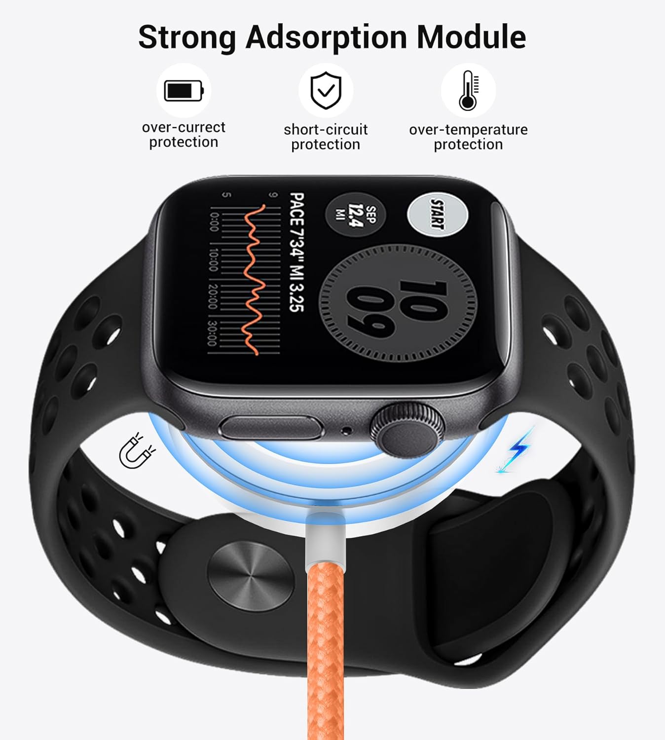 Temdan for Travel Vacation Essentials,3 in 2 USB C Cable for Apple Watch Charger/iPhone 16 Charger/Lightning,Multi Charging Cable Cord,Camping Essentials,Designed for iWatch &iPhone 16-12-4FT Orange