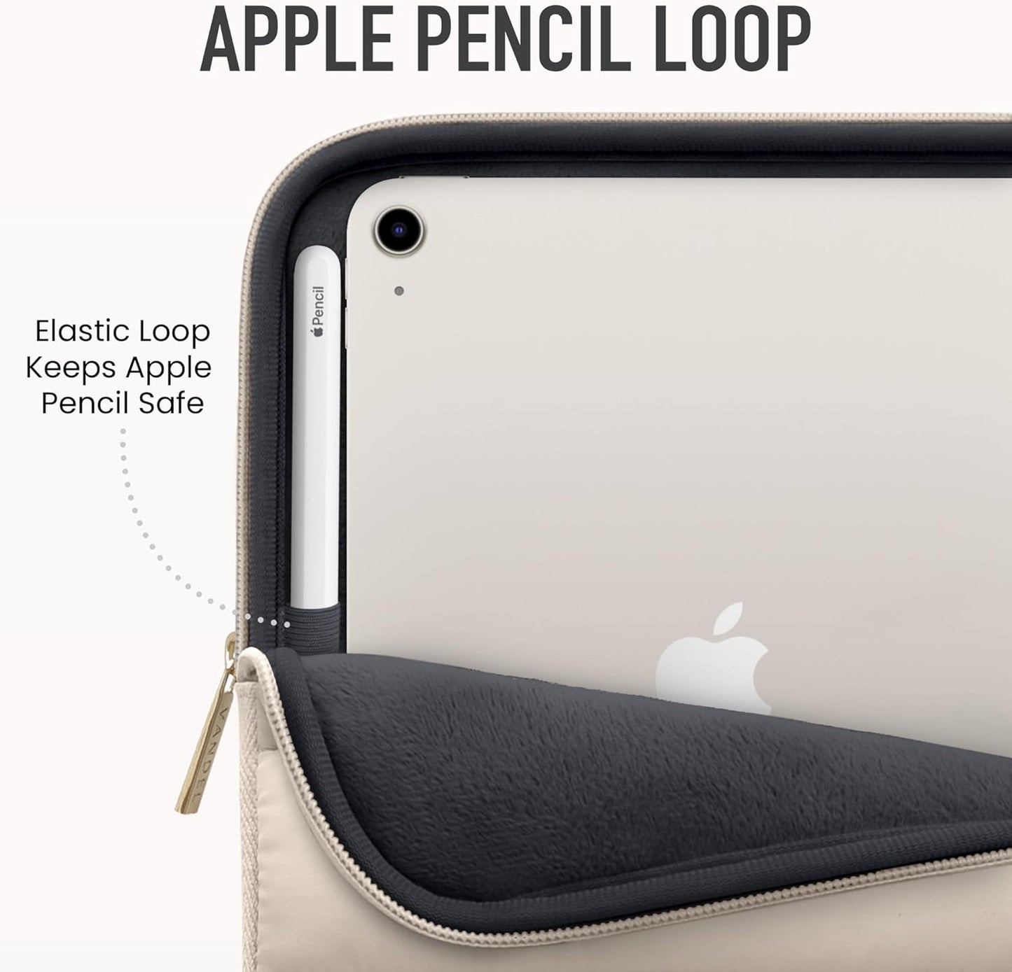 Vandel - The Original Puffy iPad Sleeve 9-11 Inch Tablet Sleeve, Beige i Pad Case for Women and Men, Cute iPad Air Pouch, 9 10 Inch, 11 Inch Bag