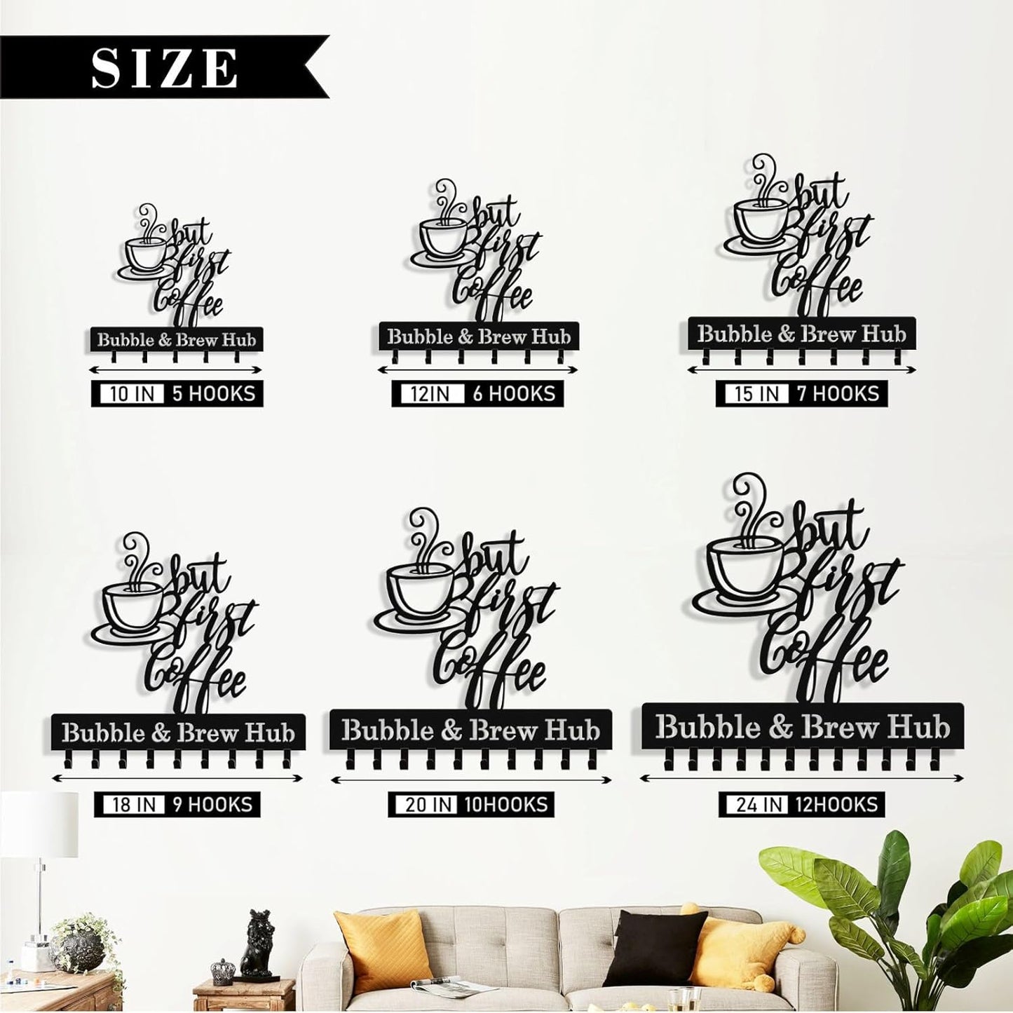 Personalized Coffee Key Holder Wall Mount, Custom Metal Key Rack Key Holder with Name, Deer Cabin Wall Keys Hanger with Hooks for Entryway, Front Door, Hallway, Kitchen, Living Room