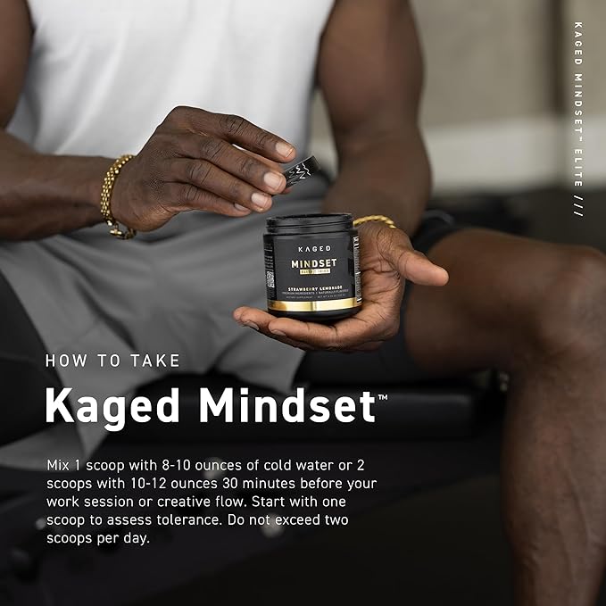 Kaged Nootropic Mindset Elite | Focus and Productivity Supplement | Stimulant Free | Supports Working Memory, Focus, and Mood* | Strawberry Lemonade - 30 Servings