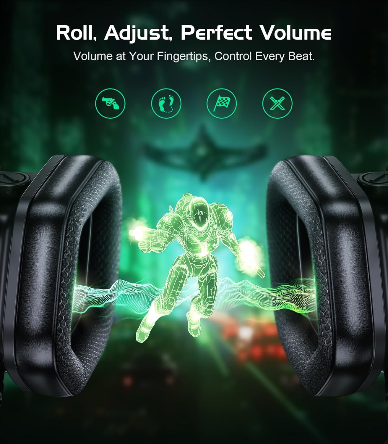 HW12 Gaming Headset for PC,PS5,PS4,Xbox One,Switch,Gaming Headphones with Microphone Wired Headset with 3.5mm Audio Jack (Black/Green)