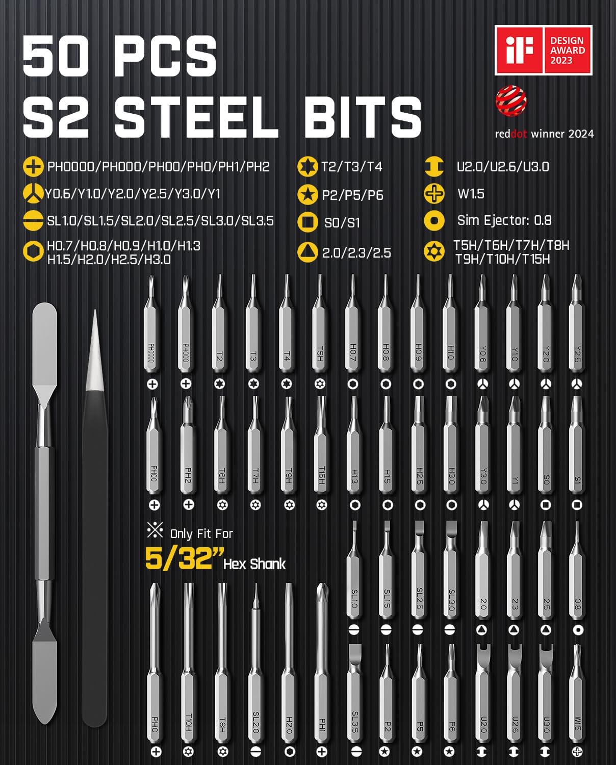 Fanttik E1 Max Electric Screwdriver, Mini Precision Screwdriver Set, 50 Magnetic Bits, Magnetic Storage, 5/32‘’Hex, Repair Tool Kit for Electronics Phone Camera Laptop Watch (Grey)