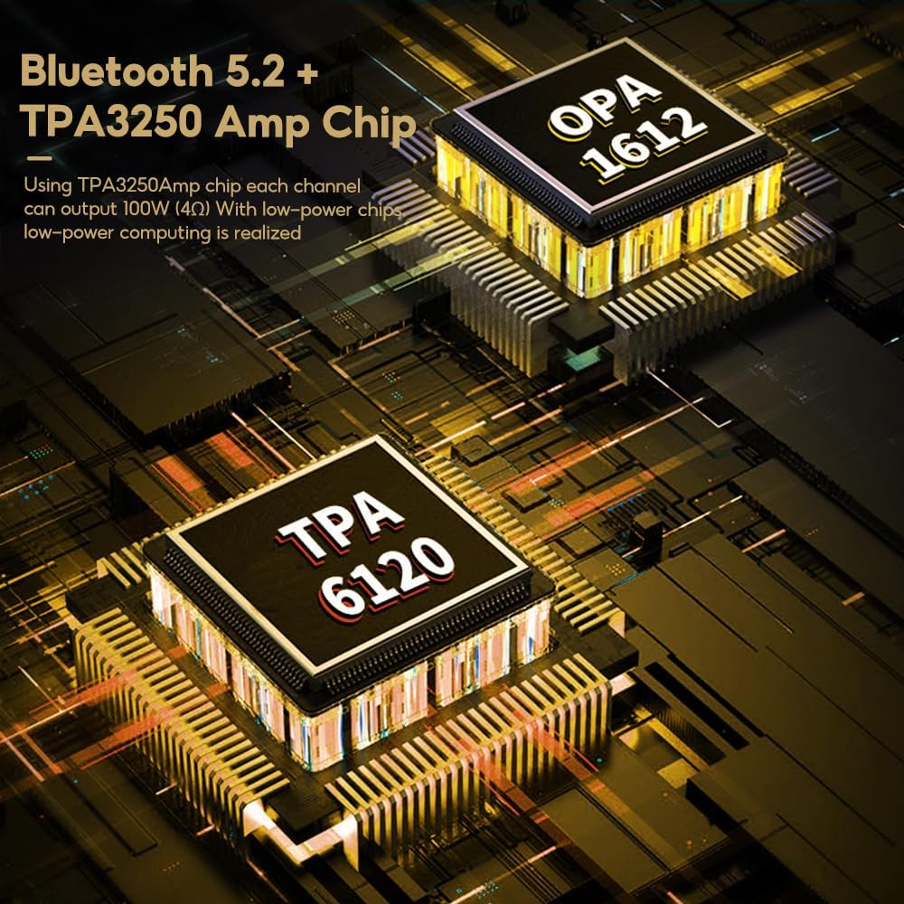 AIYIMA T9 PRO 200W Bluetooth Amplifier HiFi Digital Class D Power Amp 2.0/2.1 Channel Vacuum Tube DAC Amp with VU Meter & Bass Treble Bluetooth 5.2 Coaxial Optical PC-USB inputs