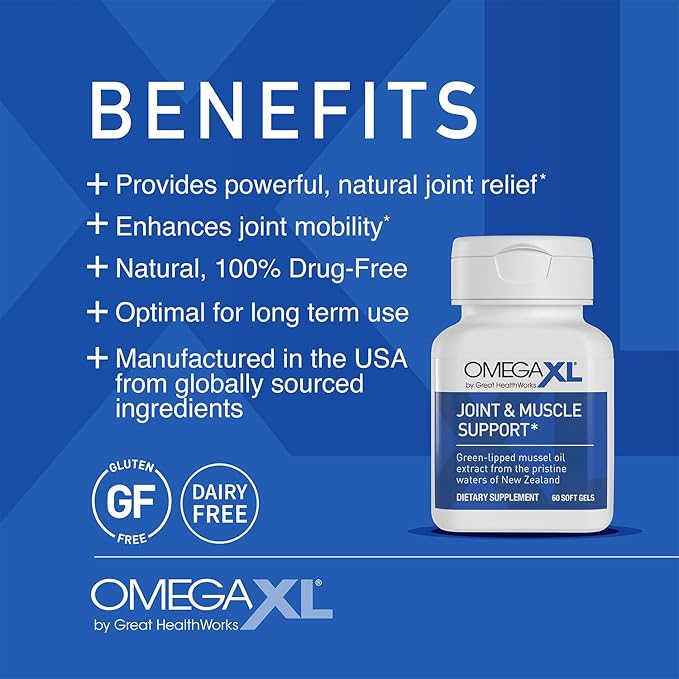 OmegaXL Joint Support Supplement for Relief - Natural Muscle Support, Green Lipped Mussel Oil, 60 Count (2 Pack). MemoryXL, Magnesium L-Threonate Brain Supplement - Memory & Focus Unflavored 30 Pack