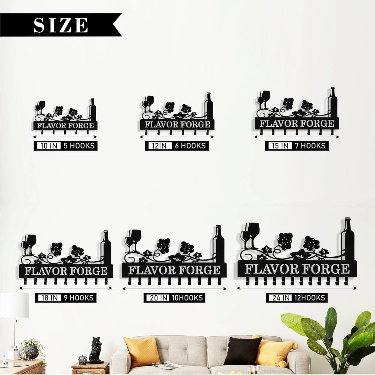 Personalized Wine Key Holder Wall Mount, Custom Metal Key Rack Key Holder with Name, Deer Cabin Wall Keys Hanger with Hooks for Entryway, Front Door, Hallway, Kitchen, Living Room