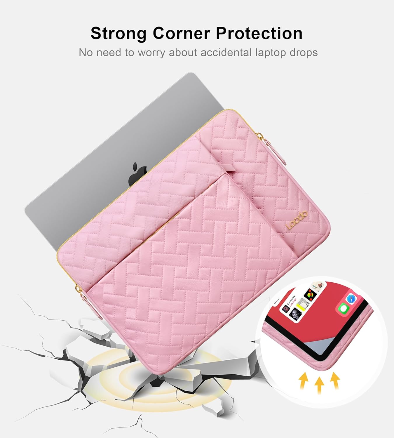 Lacdo Laptop Sleeve Case for 15 inch New MacBook Air M4 A3241 2025, M3 A3114, M2 A2941 2024-2023, 15 inch MacBook Pro A1990 A1707, Dell XPS 15 Plus Computer Bag with Accessory Pocket, Sakura Pink