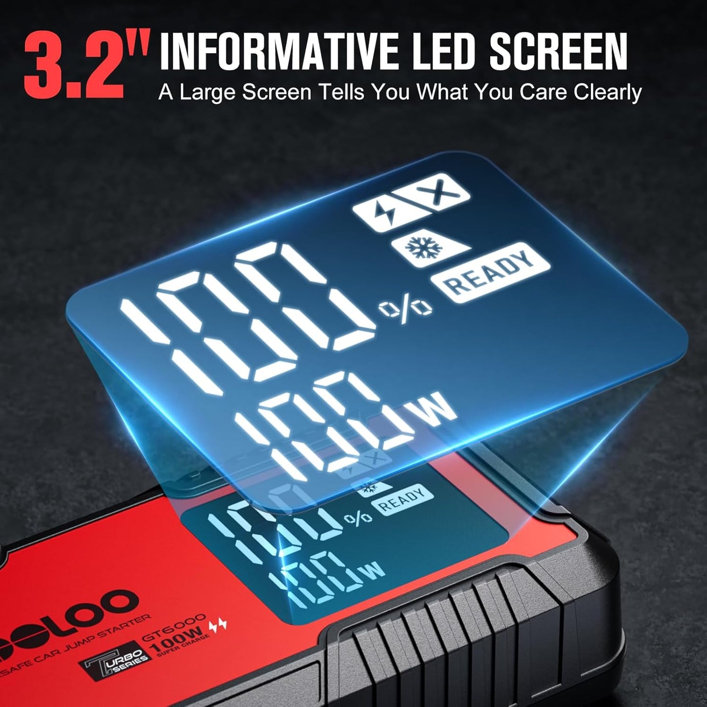 GOOLOO 6000A Jump Starter GT6000 Car Starter with 100W Bi-Directional Fast Charge, Powerful 12V Auto Battery Booster(All Gas & up to 12L Diesel Engine), Supersafe Portable Jump Box for Emergency Use