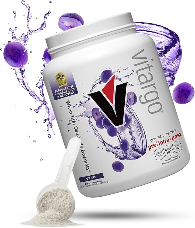 Vitargo Carbohydrate Powder | Feed Muscle Glycogen 2X Faster | 4.4 LB Grape Pre Workout & Post Workout | Carb Supplement for Recovery, Endurance, Gain Muscle Mass