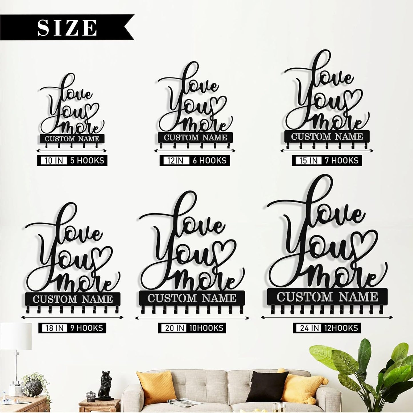 Personalized Key Holder Wall Mount, Custom Metal Key Rack Key Holder with Name, Deer Cabin Wall Keys Hanger with Hooks for Entryway, Front Door, Hallway, Kitchen, Living Room