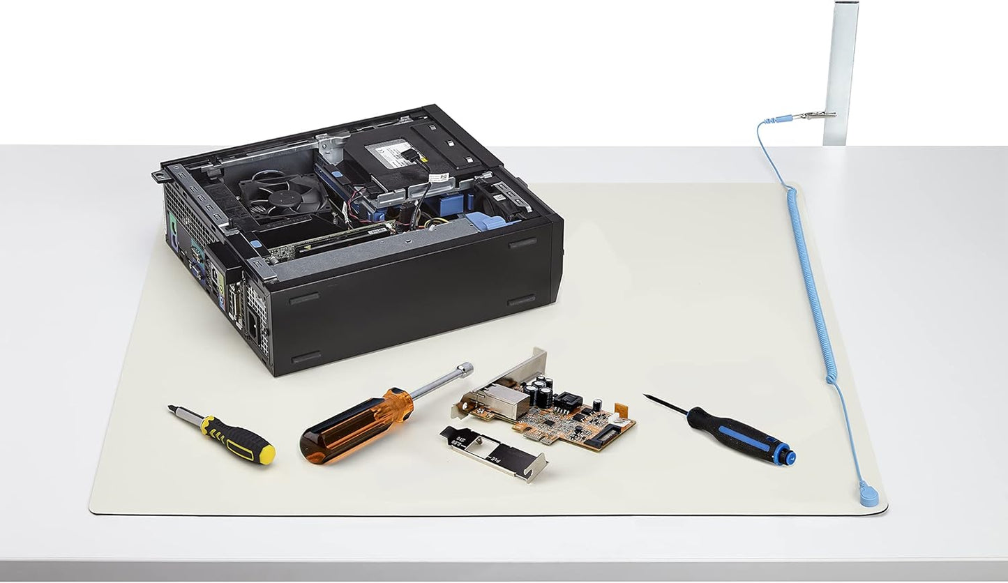 StarTech.com Anti Static Mat, ESD Mat for Electronics Repair, Anti Static Table/Desk Mat w/Detachable Grounding Wire, ANSI/ESD S 4.1, Flexible Thermoplastic Work Pad, 11x18in, TAA