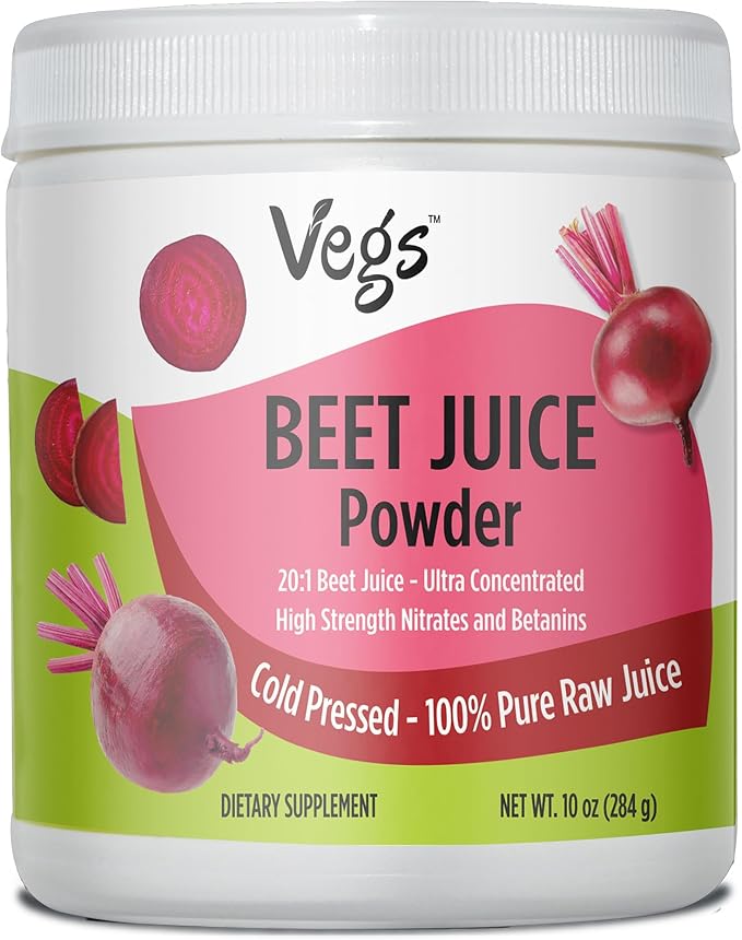 Beet Juice Powder, 20:1 Ultra Concentrated Nitrates, Betanines - Freeze Dried & Cold Pressed Organic Beet Root Juice - Boost Nitric Oxide, Healthy Circulation, Energy - Non-GMO Beet Powder, 10 oz