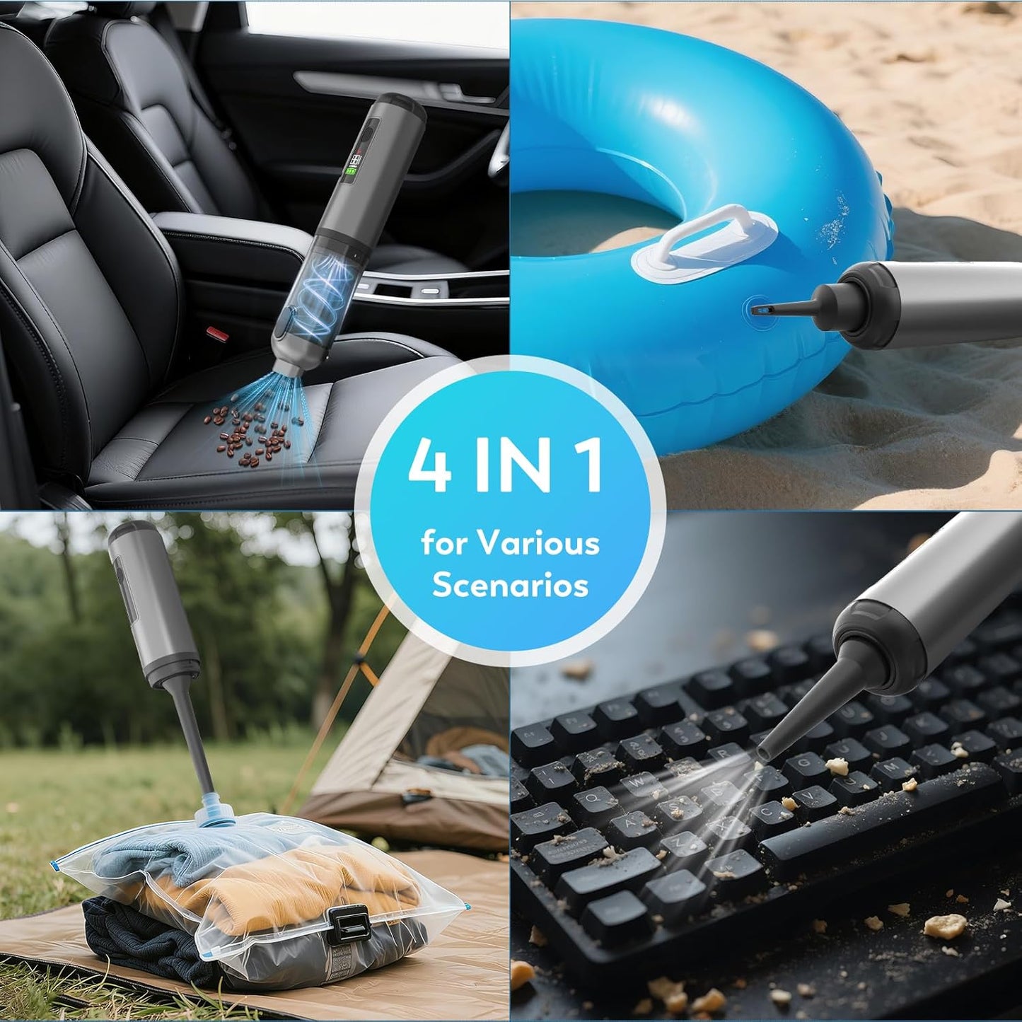 Cordless Car Vacuum Cleaner, 22000PA High Power Portable Handheld Car Vacuum & Air Duster, Mini Vacuum with LED Display, for Home, Office, Camping