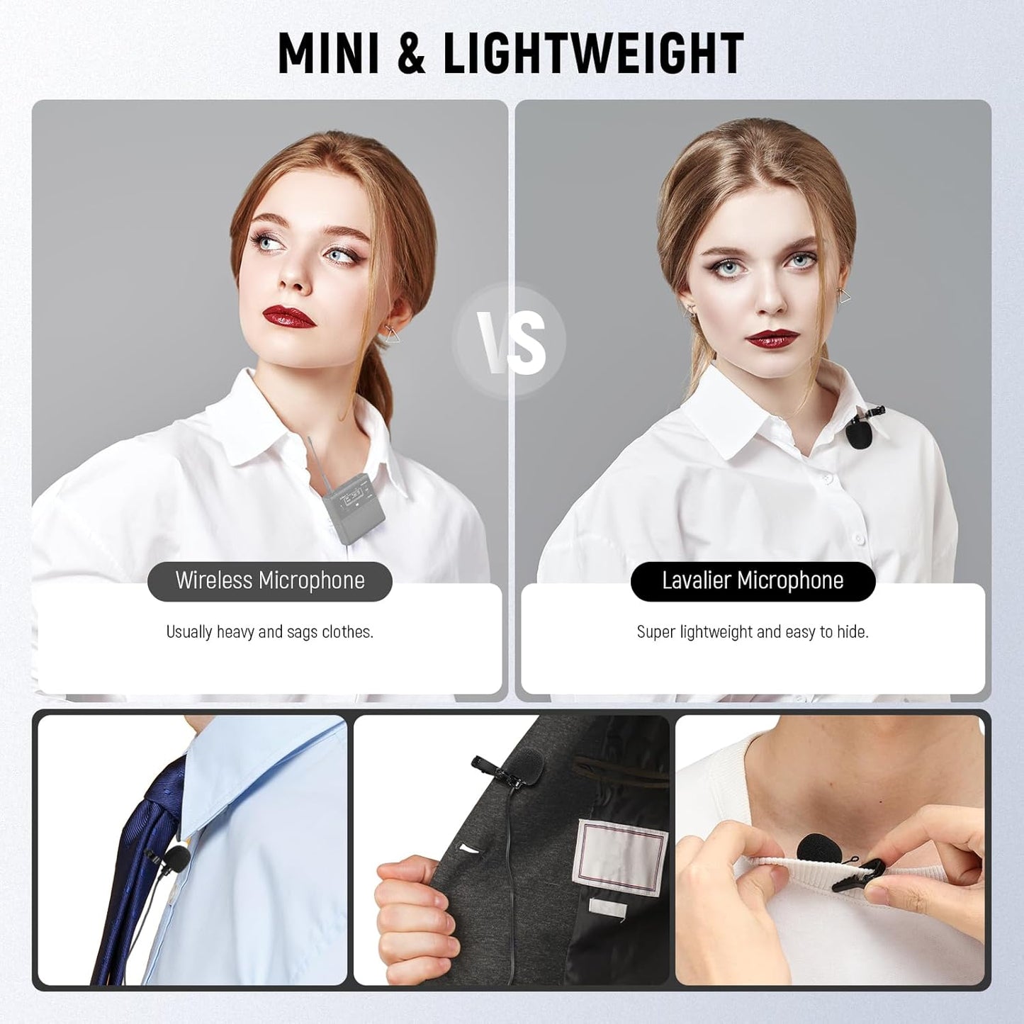 NEEWER Lapel Lavalier Microphone (2 Pack), Wired Clip On Omnidirectional Condenser Lav Mic Compatible with Rode Wireless GO II DJI Wireless Mic Transmitter for Stage YouTube Video Live Stream, CM5