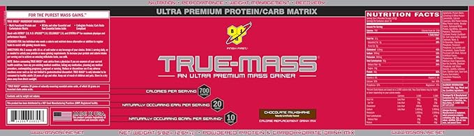 BSN TRUE-MASS Weight Gainer, Muscle Mass Gainer Protein Powder, Chocolate Milkshake, 5.82 Pound
