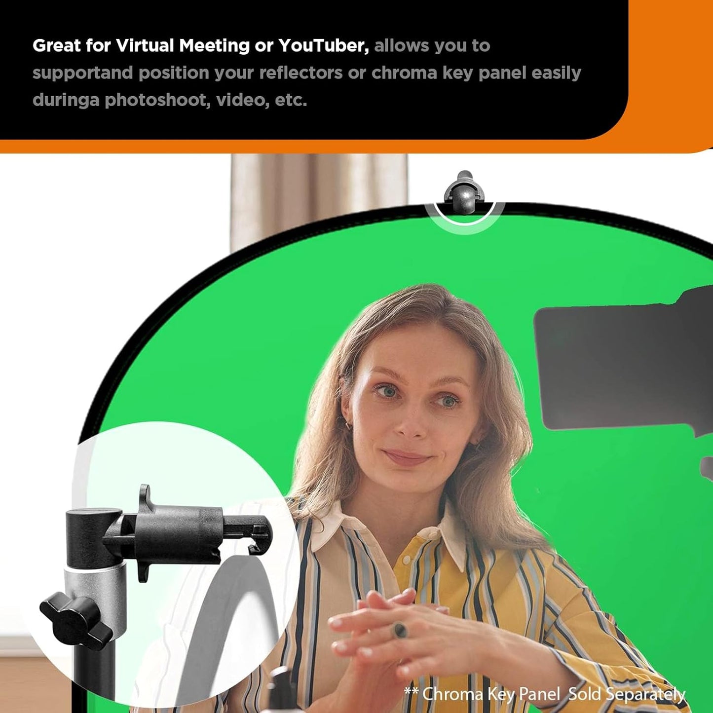 3 Pack Reflector Holder Backdrop Clamp, Sturdy Aluminum Alloy Photography Reflector Disc Holding Positioning Clamp Mount Adapter for Light Stand with 5/8" Stud